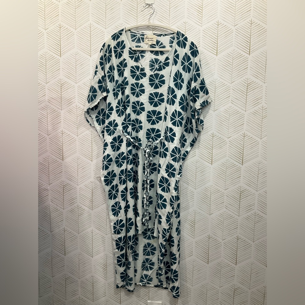 Floral Teal and White Kimono